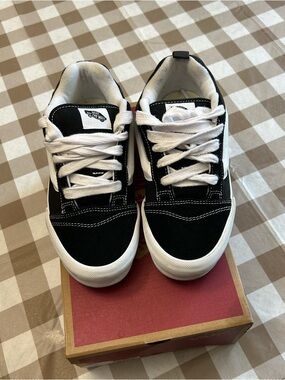 Vans Kids Black and White Low-Top Skate Shoes